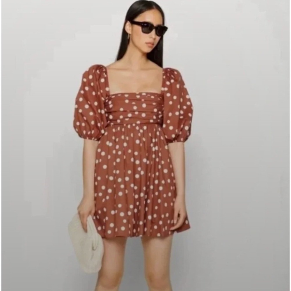 Abercrombie Emerson Brown Polka Dot Mini Dress - Picture 3 of 8